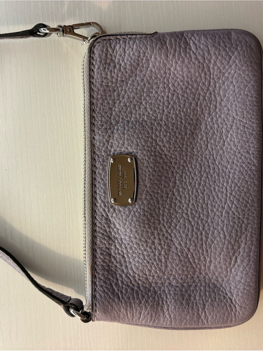 Michael Kors Mauve Pebbled Leather Wristlet Clutch